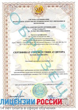 Образец сертификата соответствия аудитора №ST.RU.EXP.00014299-1 Буйнакск Сертификат ISO 14001